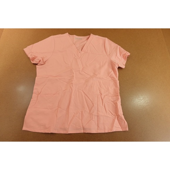 Mandala Tops - Mandala Womens Size Large Dusty Pink Short Sleeve 6 Pocket V Neck Scrub Top NWT